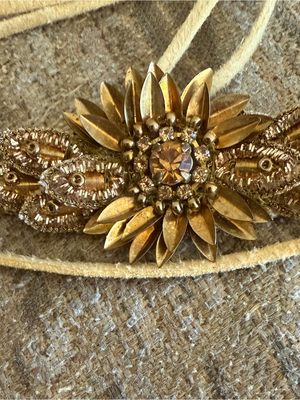 Gold Floral Crystal Accent Headband – Women's Decorative Hairpiece or choker,nwt